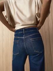 Reiss Dark Blue Jas Cotton-Modal Wide-Leg Jeans - Image 3 of 8