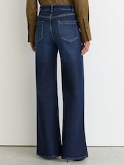 Reiss Dark Blue Jas Cotton-Modal Wide-Leg Jeans - Image 7 of 8