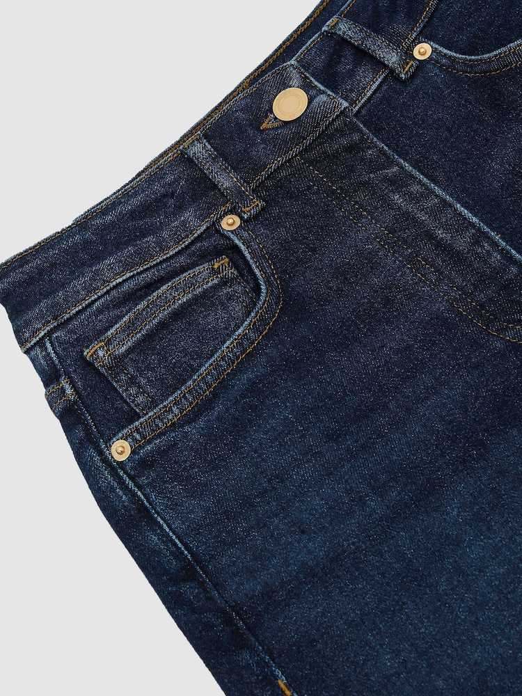 Reiss Dark Blue Jas Cotton-Modal Wide-Leg Jeans - Image 8 of 8