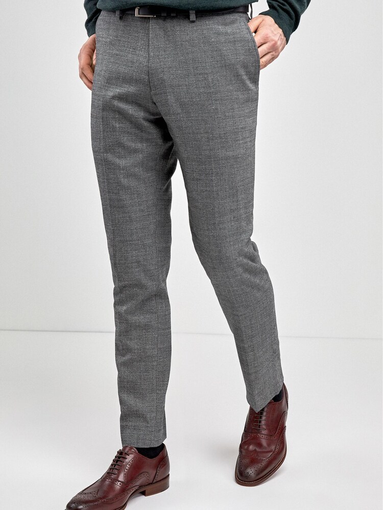 Light Grey Slim Fit Signature Wool Blend Stretch Flannel Trousers - Image 1 of 5 Light Grey Slim Fit Signature Wool Blend Stretch Flannel Trousers - Image 1 of 5
