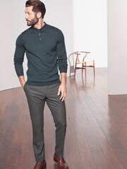 Light Grey Slim Fit Signature Wool Blend Stretch Flannel Trousers - Image 4 of 5