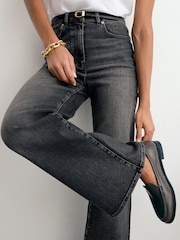Reiss Washed Grey Jas Cotton-Modal Wide-Leg Jeans - Image 1 of 8
