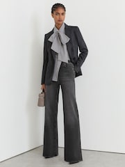 Reiss Washed Grey Jas Cotton-Modal Wide-Leg Jeans - Image 4 of 8