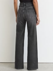 Reiss Washed Grey Jas Cotton-Modal Wide-Leg Jeans - Image 5 of 8