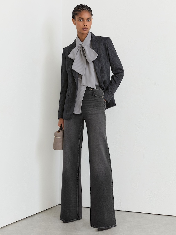 Reiss Washed Grey Jas Petite Cotton-Modal Wide-Leg Jeans - Image 1 of 8 Reiss Washed Grey Jas Petite Cotton-Modal Wide-Leg Jeans - Image 1 of 8