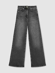 Reiss Washed Grey Jas Petite Cotton-Modal Wide-Leg Jeans - Image 2 of 8
