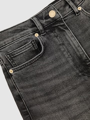 Reiss Washed Grey Jas Petite Cotton-Modal Wide-Leg Jeans - Image 7 of 8