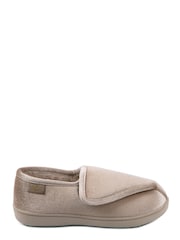 Totes Cream Isotoner Ladies Sparkle Velour Closed Back Slippers With Velcro Opening - Image 2 of 5
