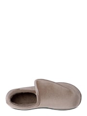 Totes Cream Isotoner Ladies Sparkle Velour Closed Back Slippers With Velcro Opening - Image 4 of 5