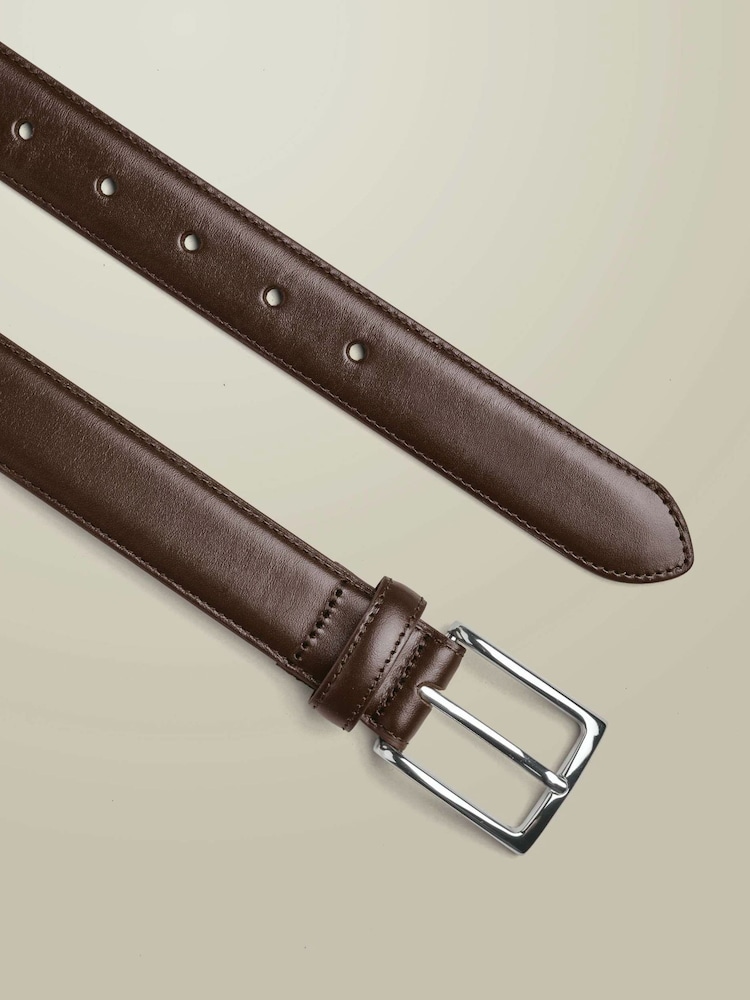 Charles Tyrwhitt Dark Brown Leather Formal Belt - Image 2 of 2 Charles Tyrwhitt Dark Brown Leather Formal Belt - Image 2 of 2
