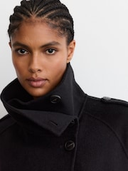 Reiss Black Lea Wool-Blend Funnel-Neck Blindseam Coat - Image 4 of 7