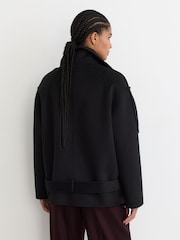 Reiss Black Lea Wool-Blend Funnel-Neck Blindseam Coat - Image 6 of 7