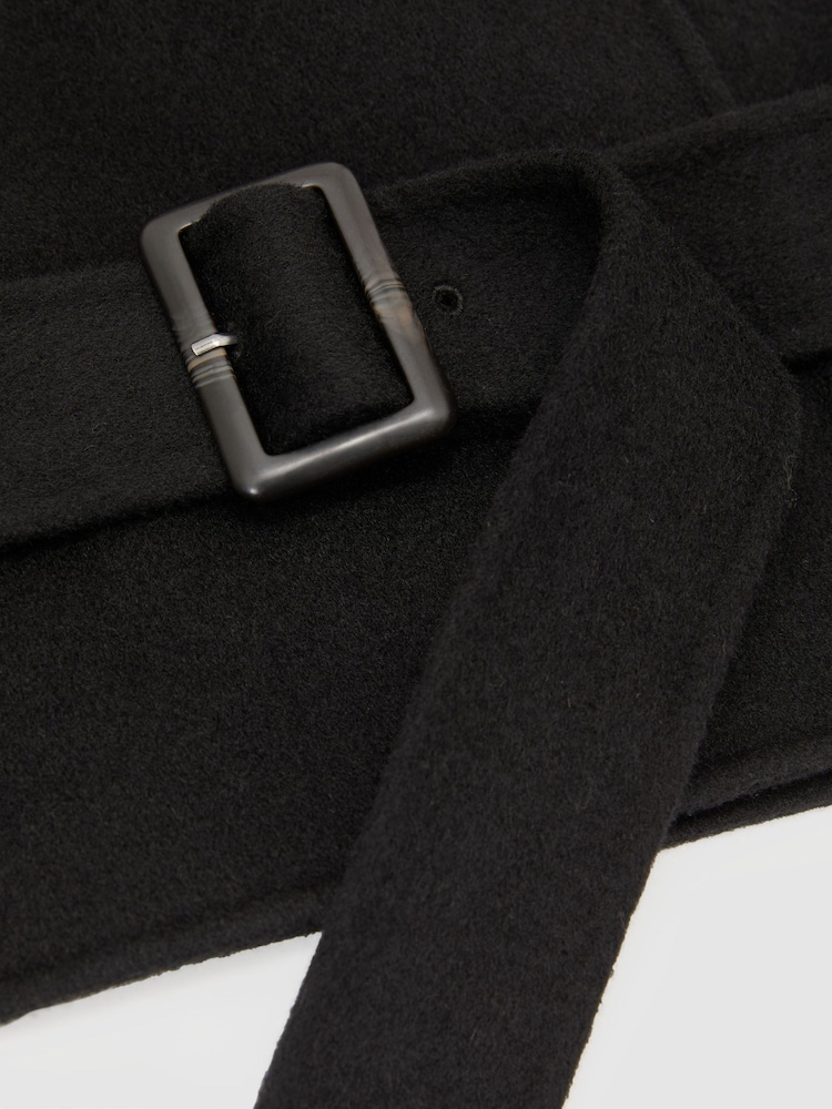 Reiss Black Lea Wool-Blend Funnel-Neck Blindseam Coat - Image 7 of 7 Reiss Black Lea Wool-Blend Funnel-Neck Blindseam Coat - Image 7 of 7