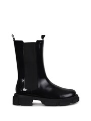 Linzi Black Ava Highshine Midi Boots with Chunky Sole - Image 3 of 5