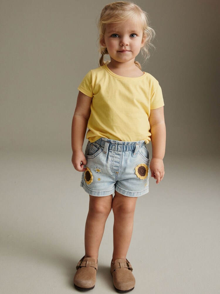 Denim Sunflower Crochet Shorts (3mths-7yrs) - Image 1 of 7