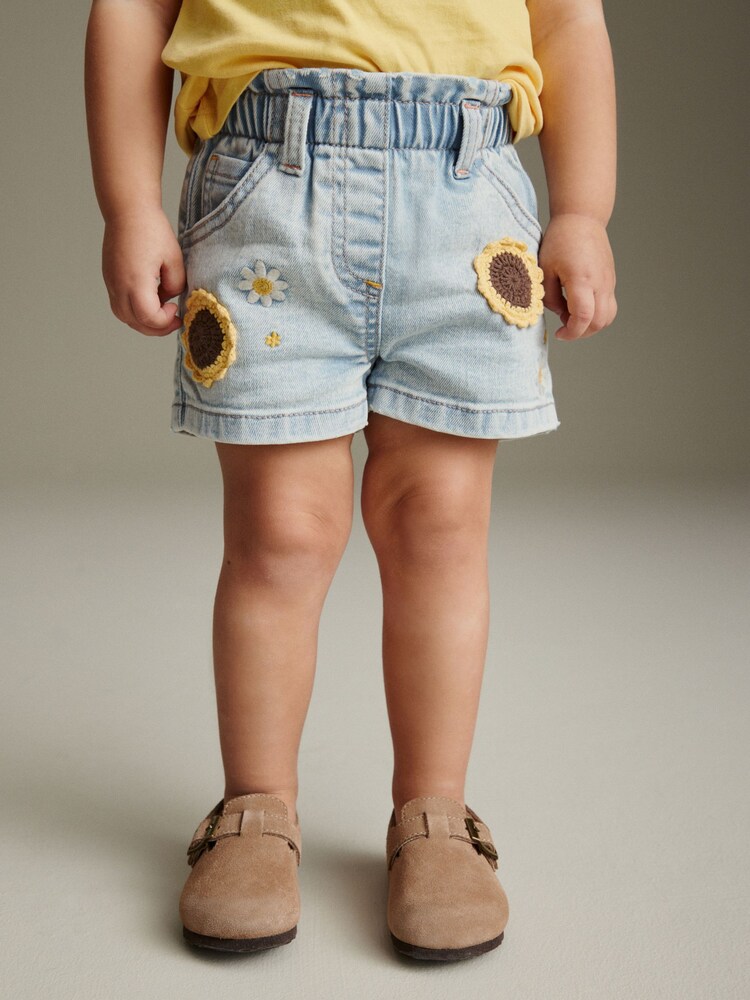 Denim Sunflower Crochet Shorts (3mths-7yrs) - Image 2 of 7