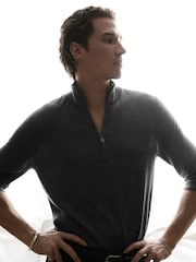Reiss Charcoal Melange Heatherton Ultra-Fine Merino Wool Quarter-Zip Jumper - Image 4 of 8