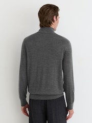 Reiss Charcoal Melange Heatherton Ultra-Fine Merino Wool Quarter-Zip Jumper - Image 7 of 8