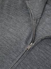 Reiss Charcoal Melange Heatherton Ultra-Fine Merino Wool Quarter-Zip Jumper - Image 8 of 8