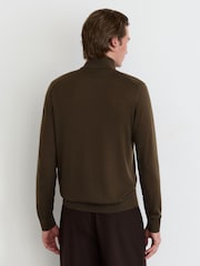 Reiss Brown Umber Heatherton Ultra-Fine Merino Wool Quarter-Zip Jumper - Image 5 of 6