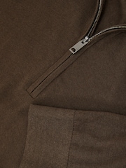 Reiss Brown Umber Heatherton Ultra-Fine Merino Wool Quarter-Zip Jumper - Image 6 of 6