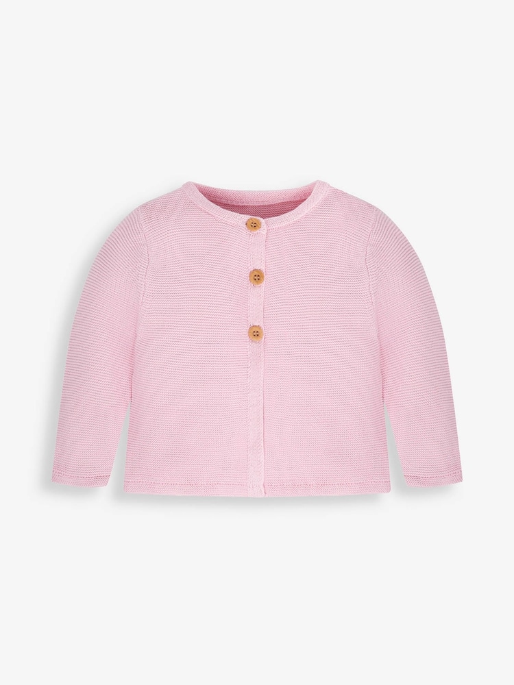 JoJo Maman Bébé Pink Classic Cotton Cardigan - Image 2 of 4 JoJo Maman Bébé Pink Classic Cotton Cardigan - Image 2 of 4