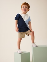 Blue/Navy Short Sleeve Colourblock T-Shirt (3mths-7yrs) - Image 3 of 6