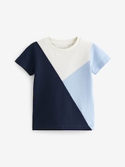 Blue/Navy Short Sleeve Colourblock T-Shirt (3mths-7yrs) - Image 5 of 6