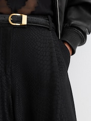 Reiss Black Aries Jacquard Deep-Pleat Barrel-Leg Trousers - Image 3 of 6
