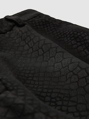 Reiss Black Aries Jacquard Deep-Pleat Barrel-Leg Trousers - Image 6 of 6