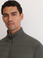 Reiss Army Green Townsend Quilted Rib-Knit Funnel-Neck Jacket - Image 7 of 10