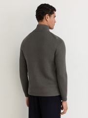 Reiss Army Green Townsend Quilted Rib-Knit Funnel-Neck Jacket - Image 8 of 10