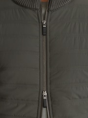 Reiss Army Green Townsend Quilted Rib-Knit Funnel-Neck Jacket - Image 9 of 10