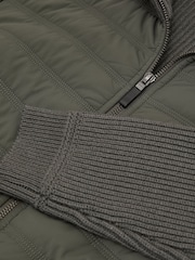 Reiss Army Green Townsend Quilted Rib-Knit Funnel-Neck Jacket - Image 10 of 10