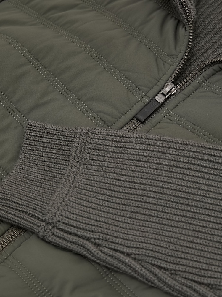 Reiss Army Green Townsend Quilted Rib-Knit Funnel-Neck Jacket - Image 10 of 10 Reiss Army Green Townsend Quilted Rib-Knit Funnel-Neck Jacket - Image 10 of 10