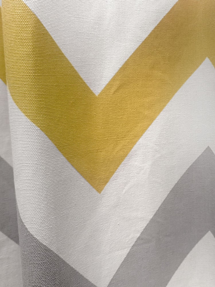 Fusion Ochre Yellow Chevron Geo Lined Eyelet Curtains - Image 2 of 3
