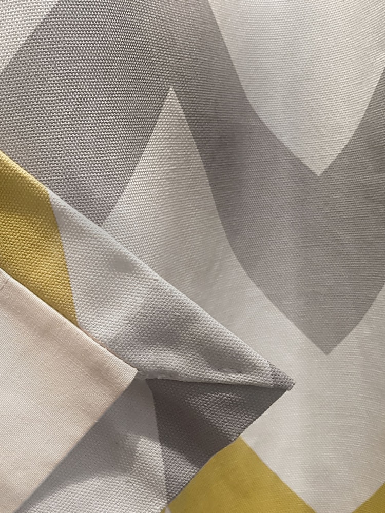Fusion Ochre Yellow Chevron Geo Lined Eyelet Curtains - Image 3 of 3