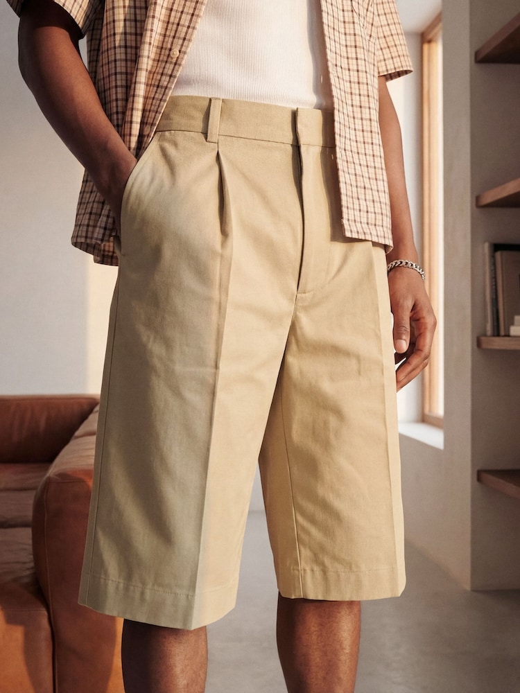 JACK & JONES Natural Longer Length Chino Shorts - Image 1 of 10 JACK & JONES Natural Longer Length Chino Shorts - Image 1 of 10