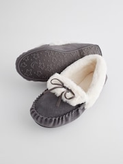 Grey Suede Moccasin Slippers - Image 5 of 7