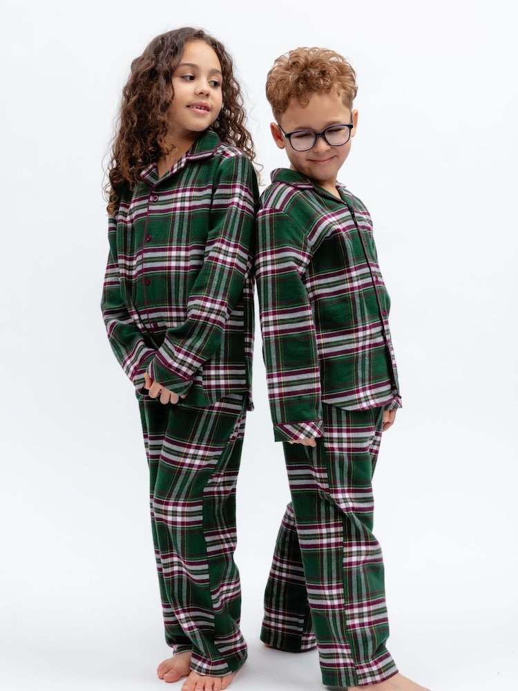 Cyberjammies Green Check Long Sleeve Pyjamas Set - Image 2 of 3 Cyberjammies Green Check Long Sleeve Pyjamas Set - Image 2 of 3