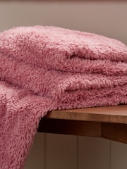 Coral Pink Snuggle Teddy Fleece Throw - Image 2 of 4