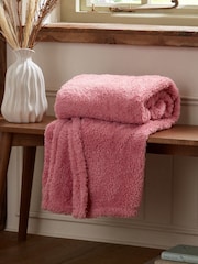 Coral Pink Snuggle Teddy Fleece Throw - Image 3 of 4