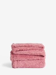 Coral Pink Snuggle Teddy Fleece Throw - Image 4 of 4