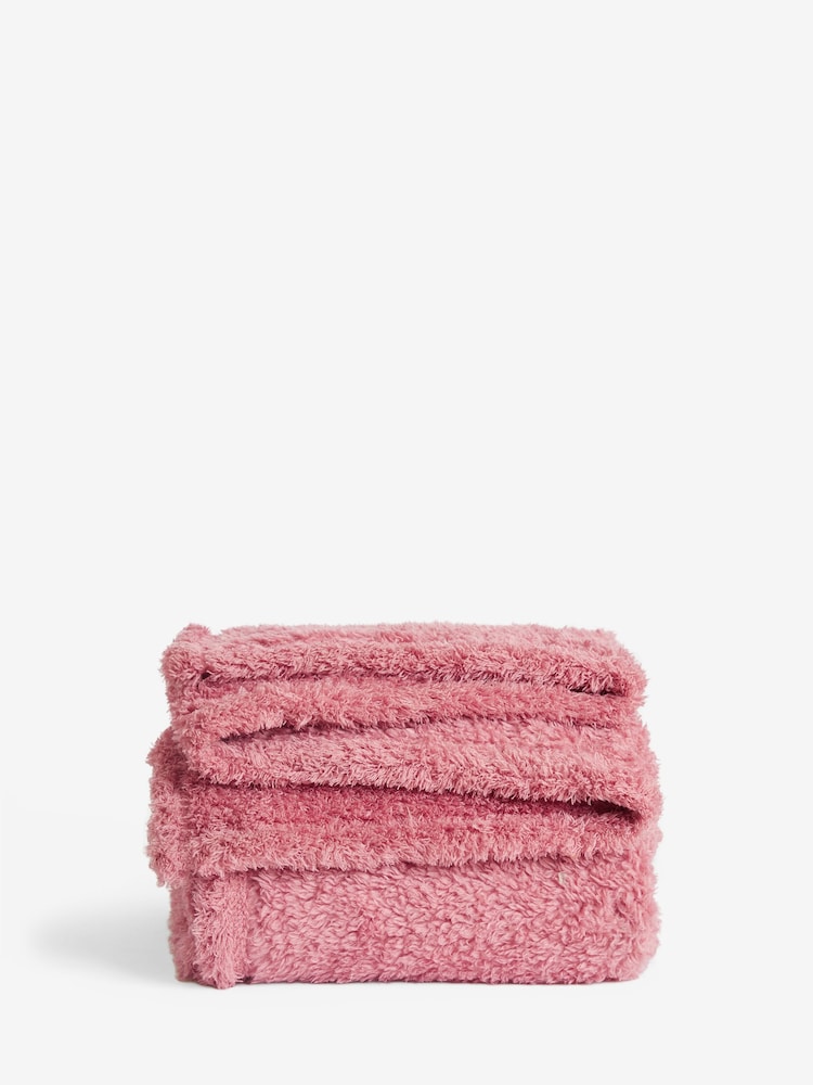 Coral Pink Snuggle Teddy Fleece Throw - Image 4 of 4