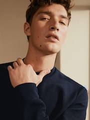 Dark Navy Textured Crew Sweatshirt - Image 1 of 7