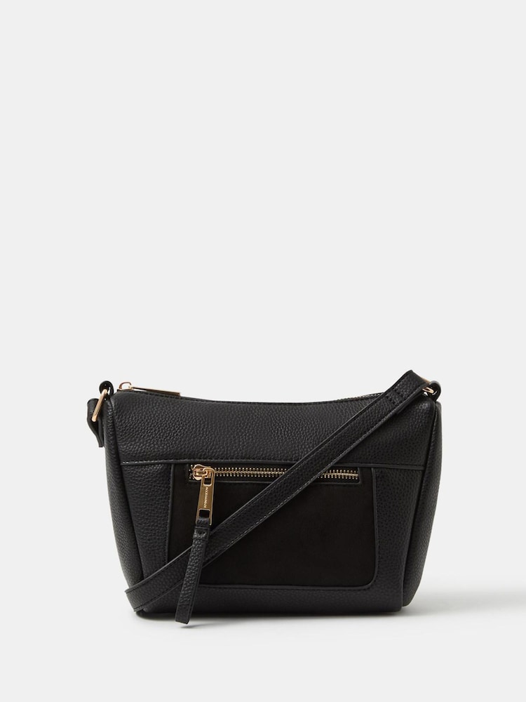 Accessorize Black Double Zip Crossbody Bag - Image 1 of 3 Accessorize Black Double Zip Crossbody Bag - Image 1 of 3