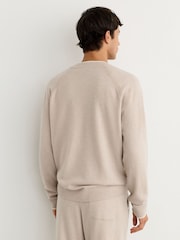Reiss Oatmeal Winchester Merino Wool Zip-Through Bomber Cardigan - Image 5 of 7
