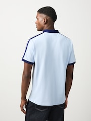 Blue Overarm Stripe Pique Polo Shirt - Image 4 of 9