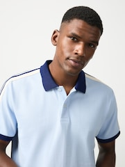 Blue Overarm Stripe Pique Polo Shirt - Image 5 of 9