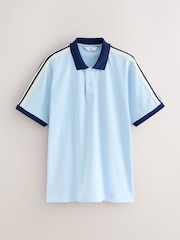 Blue Overarm Stripe Pique Polo Shirt - Image 7 of 9